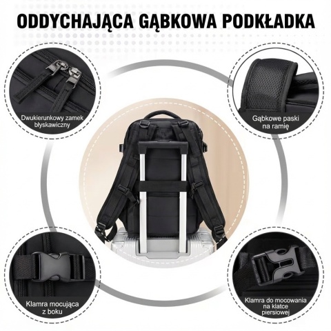 Oddychające plecy gąbkowe i pas mocujący plecak do walizki podróżnej