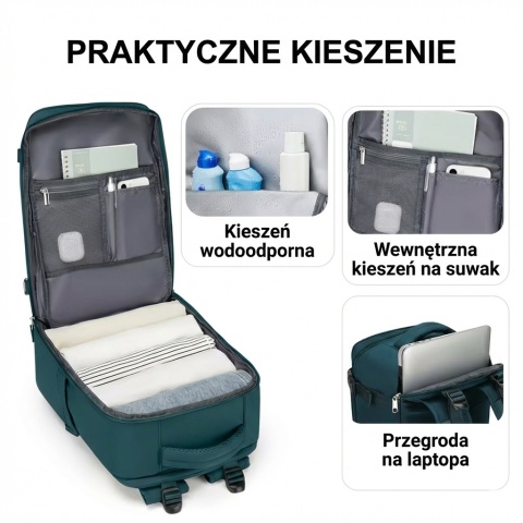 Plecak Podróżny 40x30x20 Bagaż Podręczny Wizzair Ryanair – Ciemnoniebieski